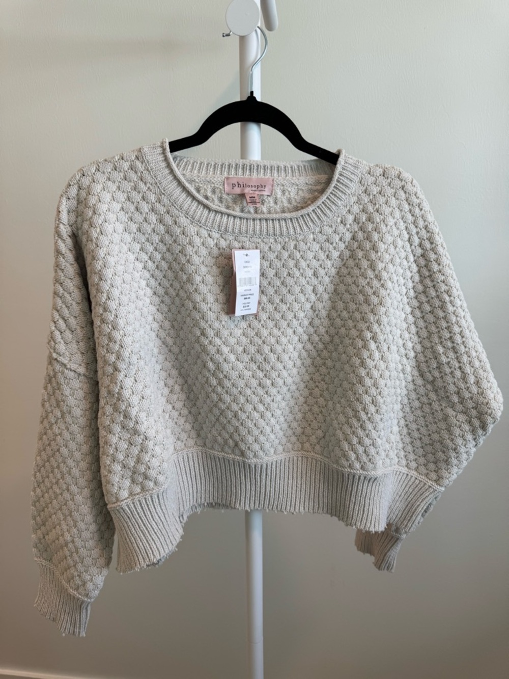 Philosophy Ivory Textured Knit Women's Sweater cropped size M